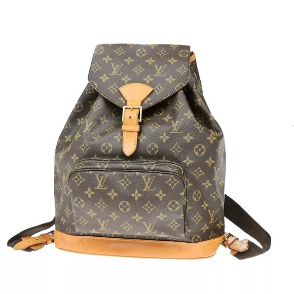 LOUIS VUITTON Montsouris GM Backpack Bag Monogram Leather Brown M51135 22FA118 - Picture 1 of 16